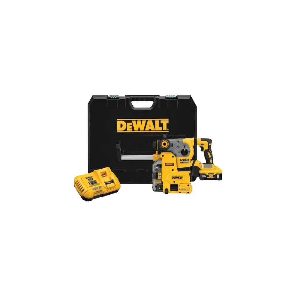 Dewalt 20V MAX XR Brushless Cordless 1-1/8 in. L-Shape SDS PLUS Rotary Hammer Kit with On Board Extractor (6 Ah)