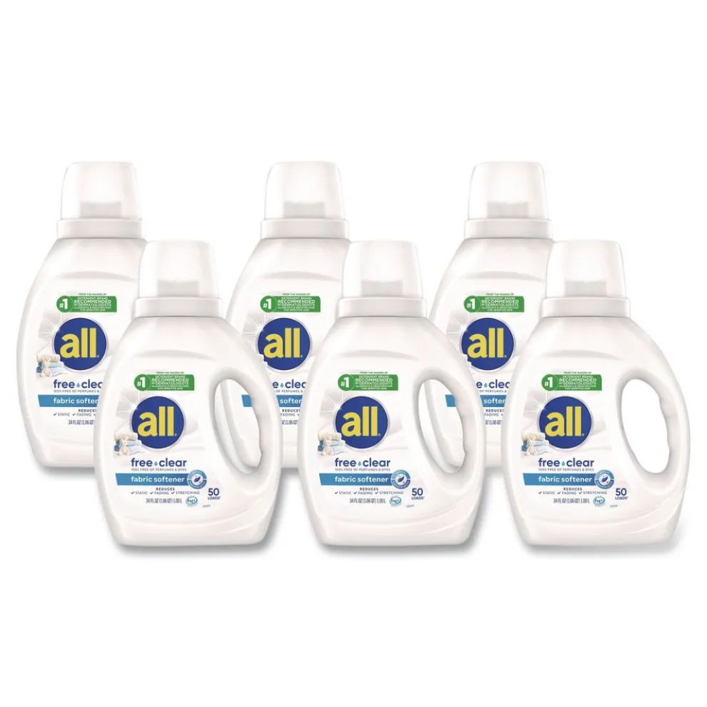 Dial 34 oz. Bottle Free Clear Liquid Fabric Softener - Fragrance Free (6/Carton)