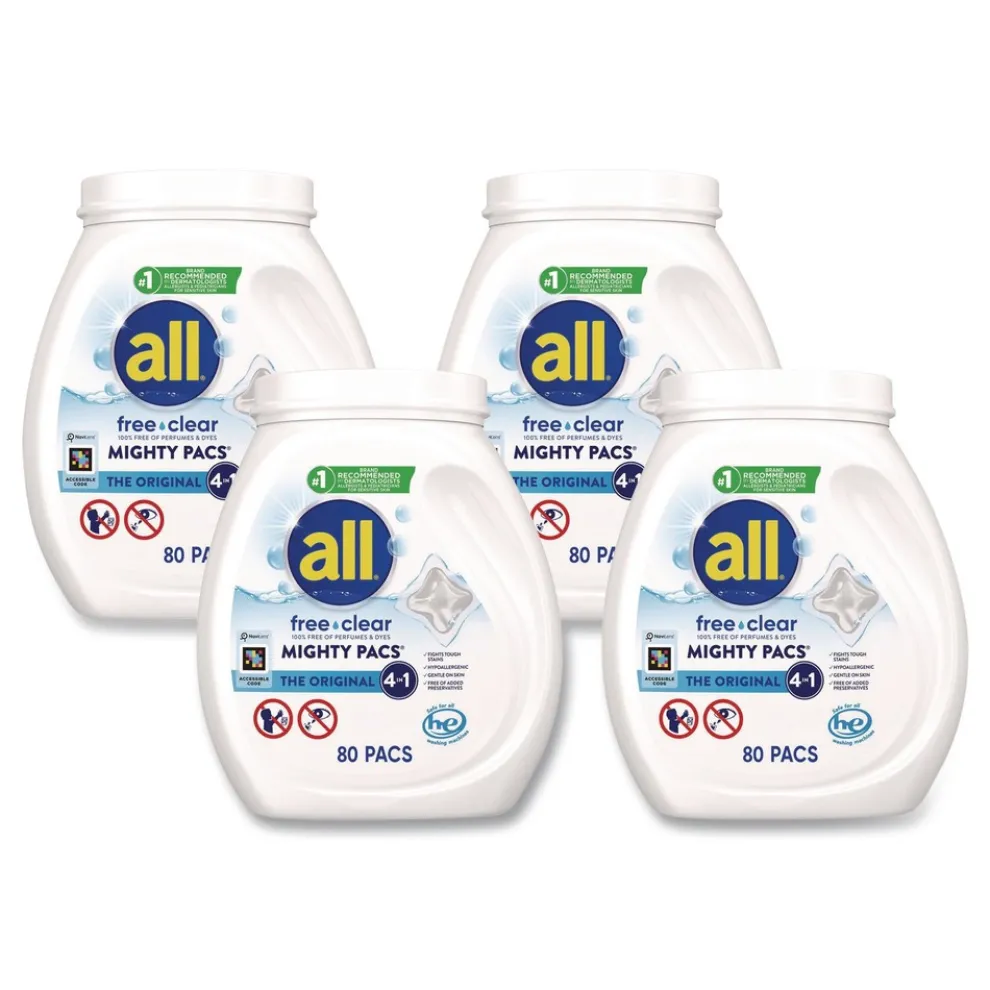 Dial MIGHTY PACS Free Clear Laundry Detergent (4/Carton)