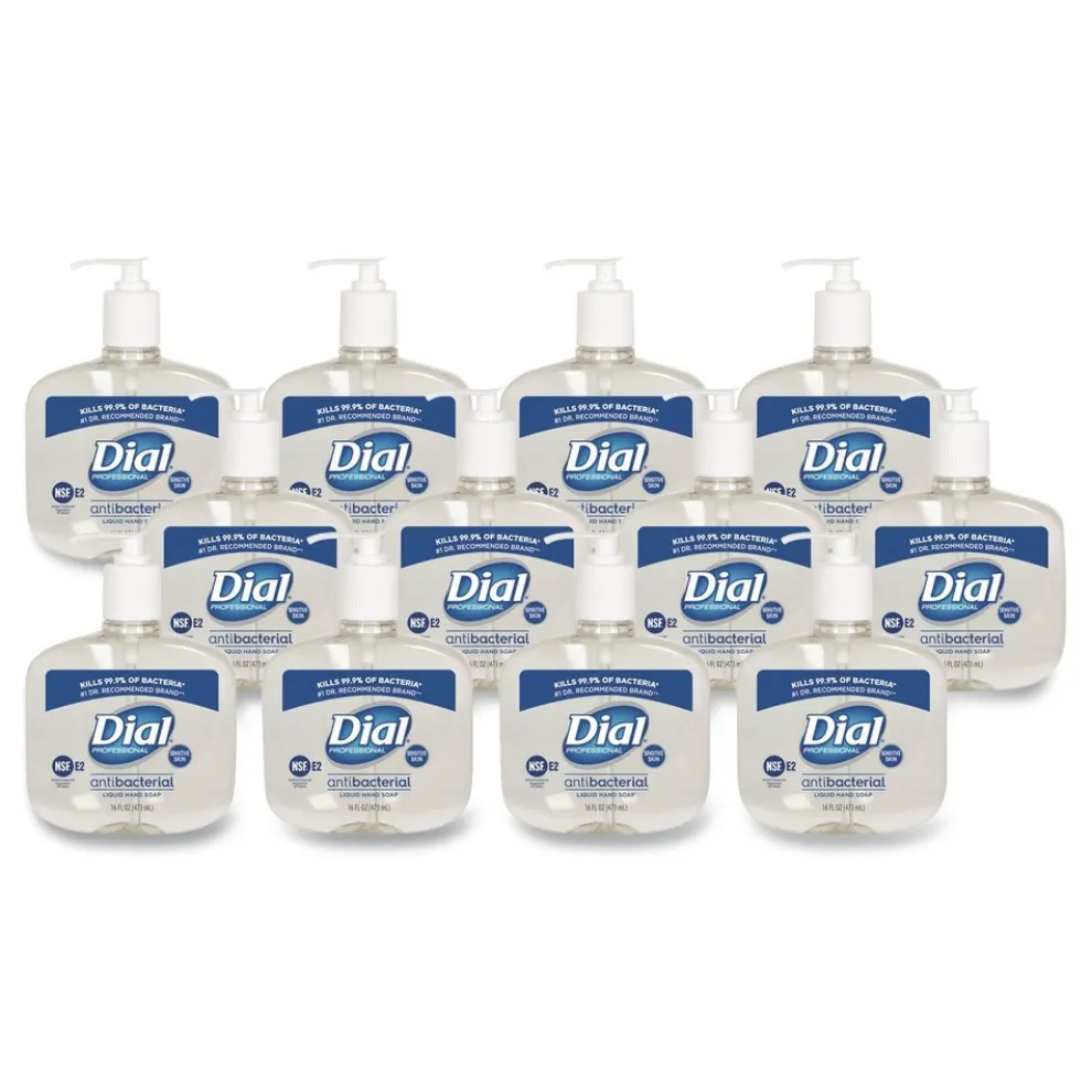 Dial Professional 16 oz. Antibacterial Liquid Hand Soap for Sensitive Skin - Light Floral Scent (12/Carton)