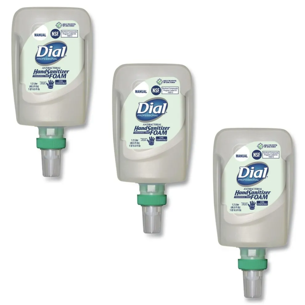 Dial Professional 1.2 Liter Bottle Antibacterial Foaming Hand Sanitizer Refill for FIT Manual Dispenser - Fragrance-Free (3/Carton)