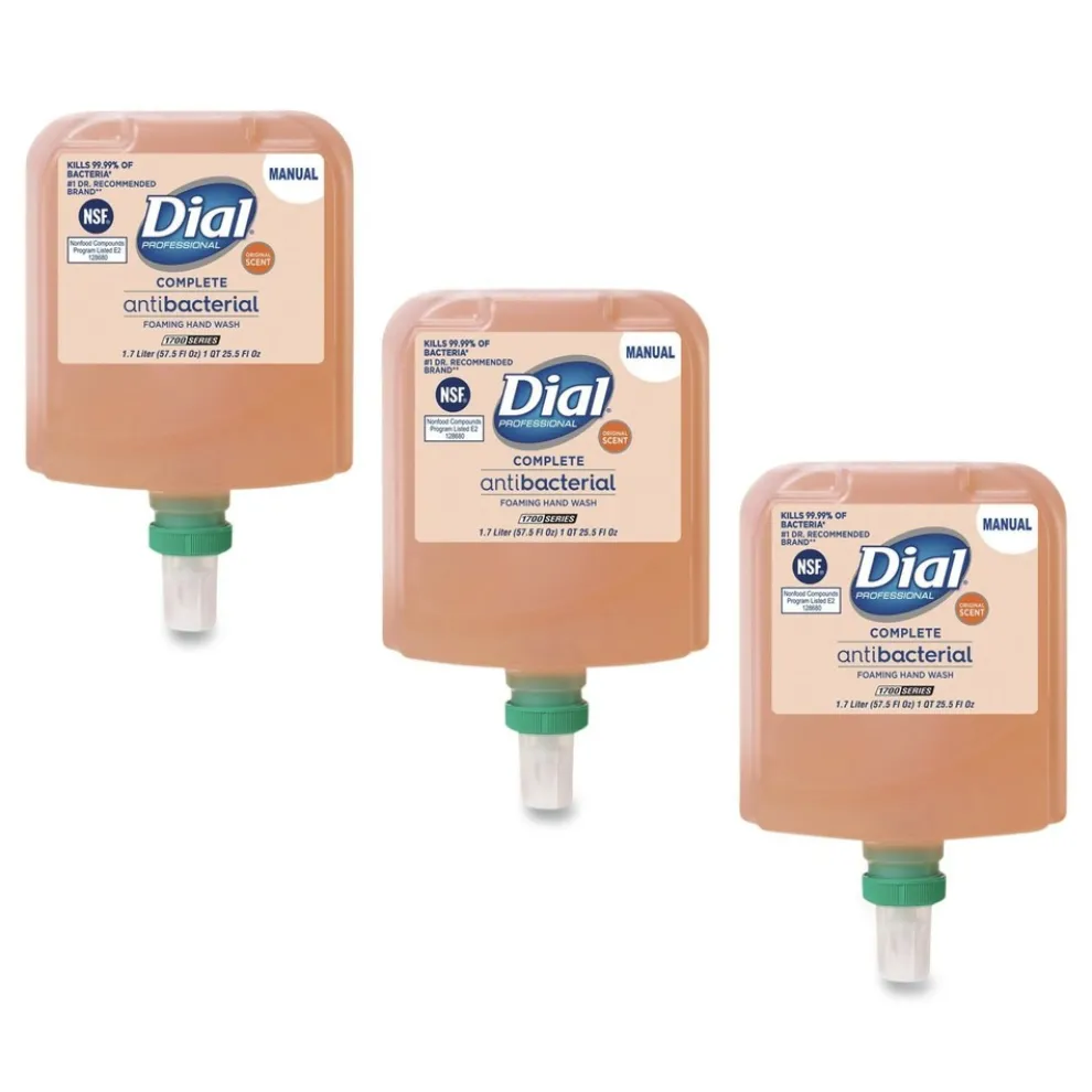Dial Professional 1.7 Liter Antibacterial Foaming Hand Wash Refill for 1700 V Dispenser - Original Scent (3/Carton)