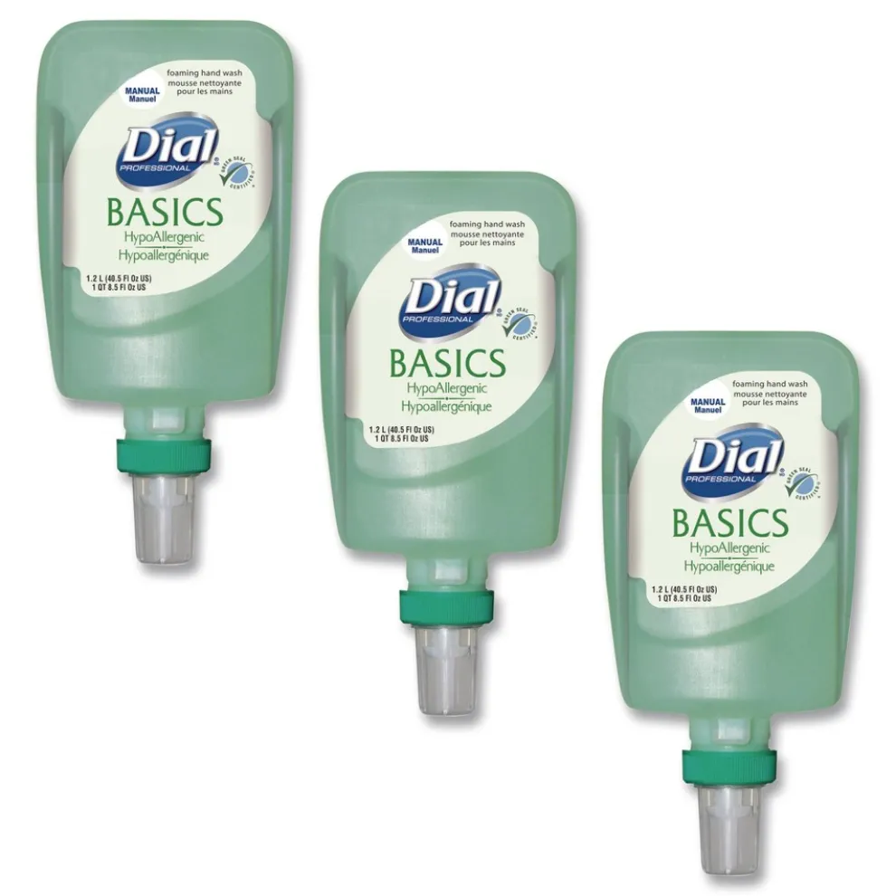 Dial Professional 1.2 Liter Basics Hypoallergenic Foaming Hand Wash Refill for FIT Manual Dispenser - Honeysuckle Scent (3/Carton)