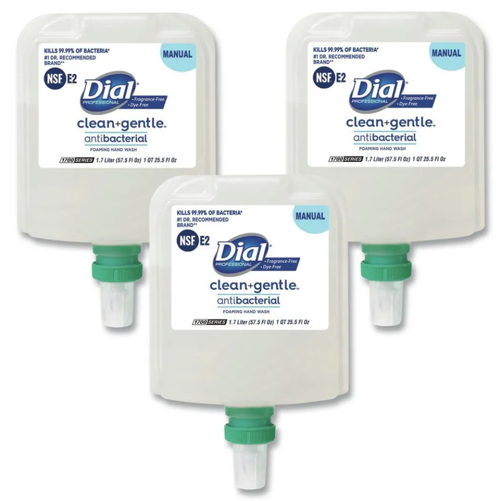 Dial Professional CleanPlusGentle 1.7 Liter Antibacterial Foaming Hand Wash Refill for 1700 Dispenser - Fragrance-Free (3/Carton)