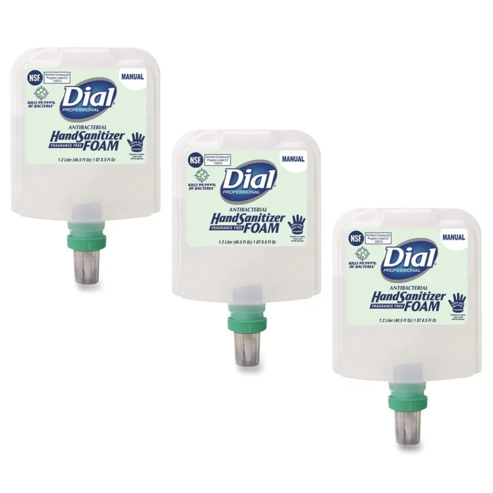 Dial Professional 1.2 Liter Antibacterial Foaming Hand Sanitizer Refill for Dial 1700 Dispenser - Fragrance-Free (3/Carton)
