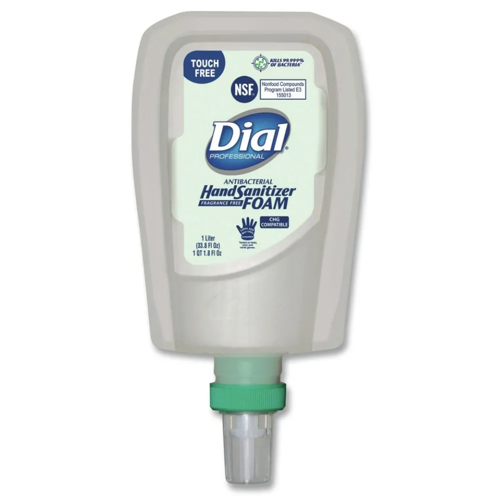 Dial Professional 1 Liter Bottle Antibacterial Foaming Hand Sanitizer Refill for FIT Touch Free Dispenser - Fragrance-Free