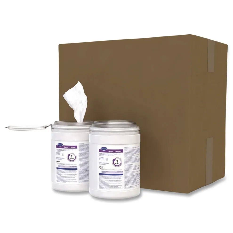 Diversey Care Oxivir 6 in. x 7 in. 1-Ply 1 Wipes (160/Canister, 12 Canisters/Carton)