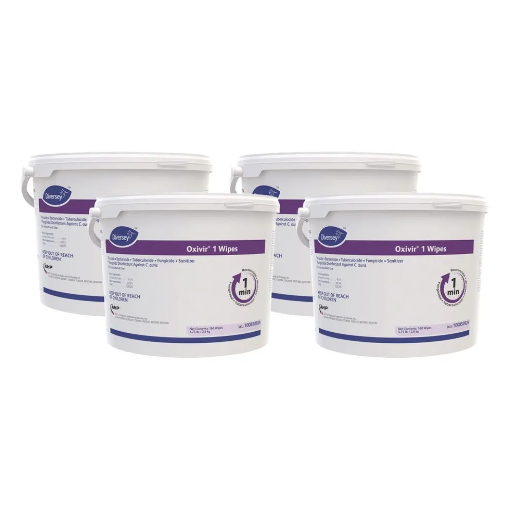 Diversey Care Oxivir 11 in. x 12 in. 1-Ply 1 Wipes (160/Canister, 4 Canisters/Carton)