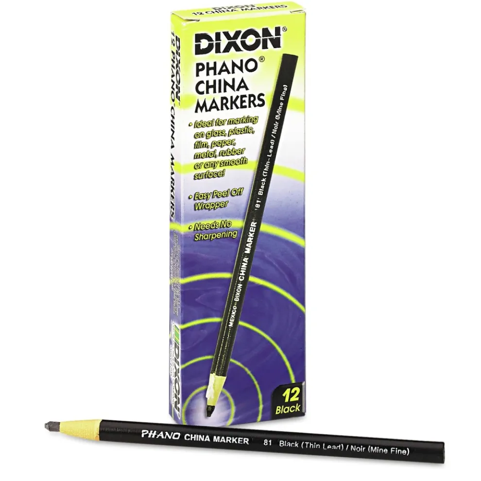 Dixon Thin Lead China Marker - Black (1-Dozen)