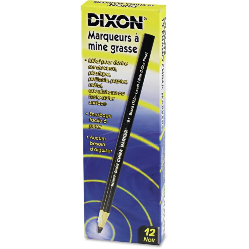 Dixon Thin Lead China Marker - Black (1-Dozen)