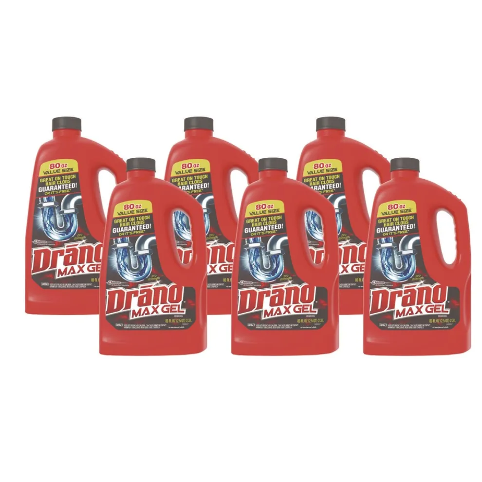 Drano 80 oz. Bottle Max Gel Clog Remover - Bleach Scent (6/Carton)