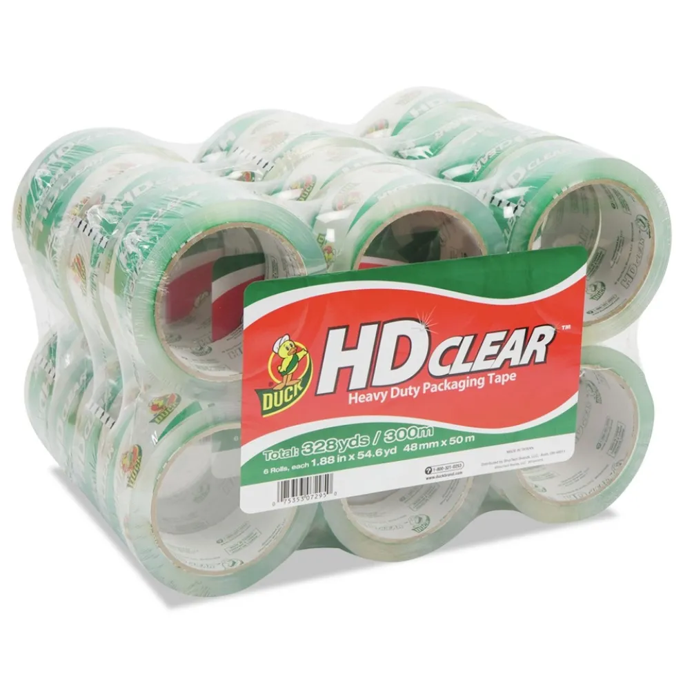 Duck 1.88 in. x 55 yards 3 in. Core Heavy-Duty Carton Packaging Tape - Clear (24/Pack)