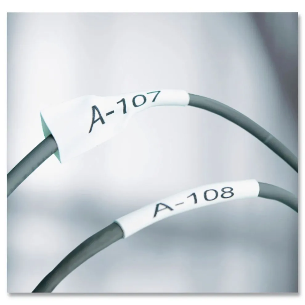 DYMO 0.5 in. x 5 ft. Rhino Heat Shrink Tubes Industrial Label Tape - White/Black Print (1-Roll)