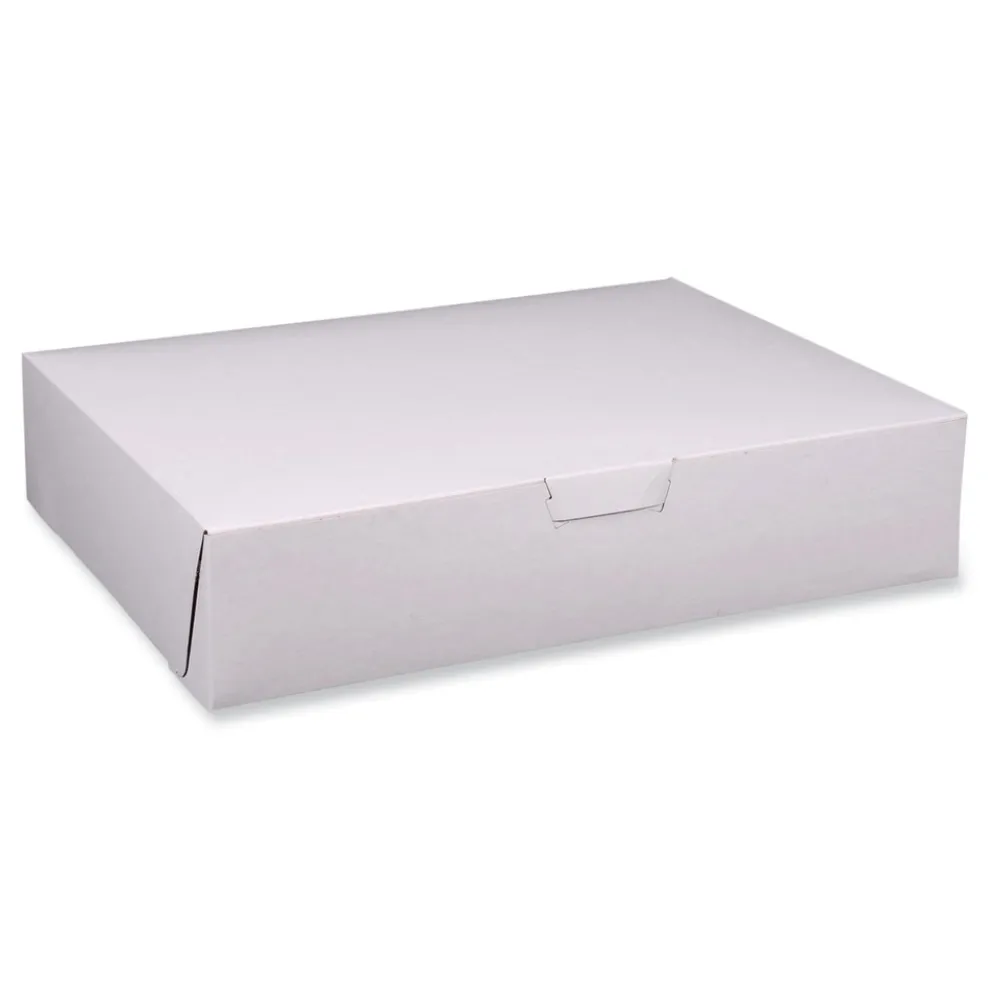 SCT 19 in. x 14 in. x 4 in. Paper Standard Bakery Boxes - White (50/Carton)