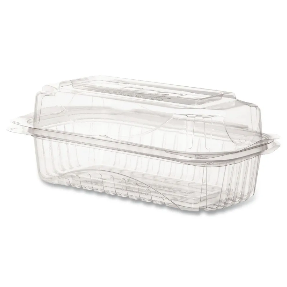 Eco-Products 9 in. x 6 in. x 3 in. Renewable and Compostable Plastic Clamshell Hinged Food Containers - Clear (240/Carton)