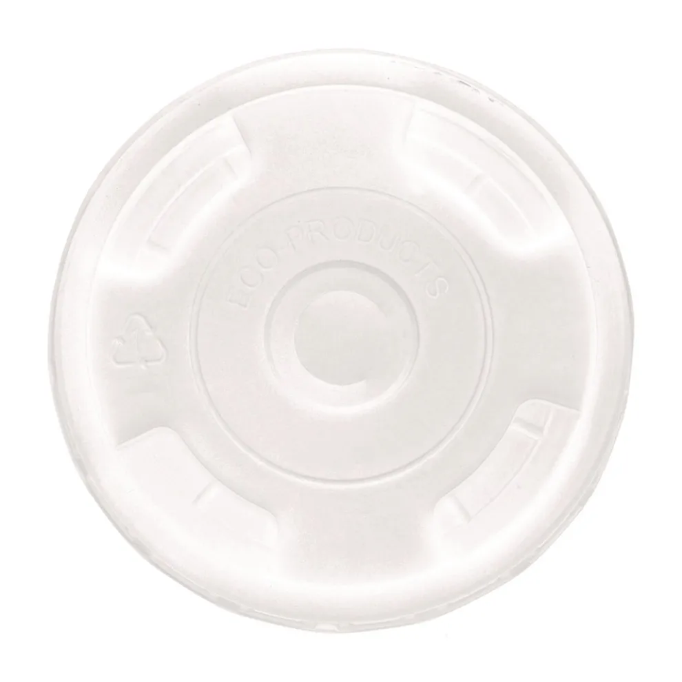 Eco-Products EP-CRFL BlueStripe Recycled Content 9 oz. to 24 oz. Cold Cup Flat Lids - Clear (10 Packs/Carton, 100/Pack)