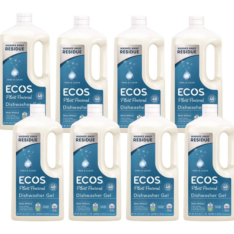 ECOS 40 oz. Automatic Dishwasher Gel Bottle - Free and Clear (8/Carton)