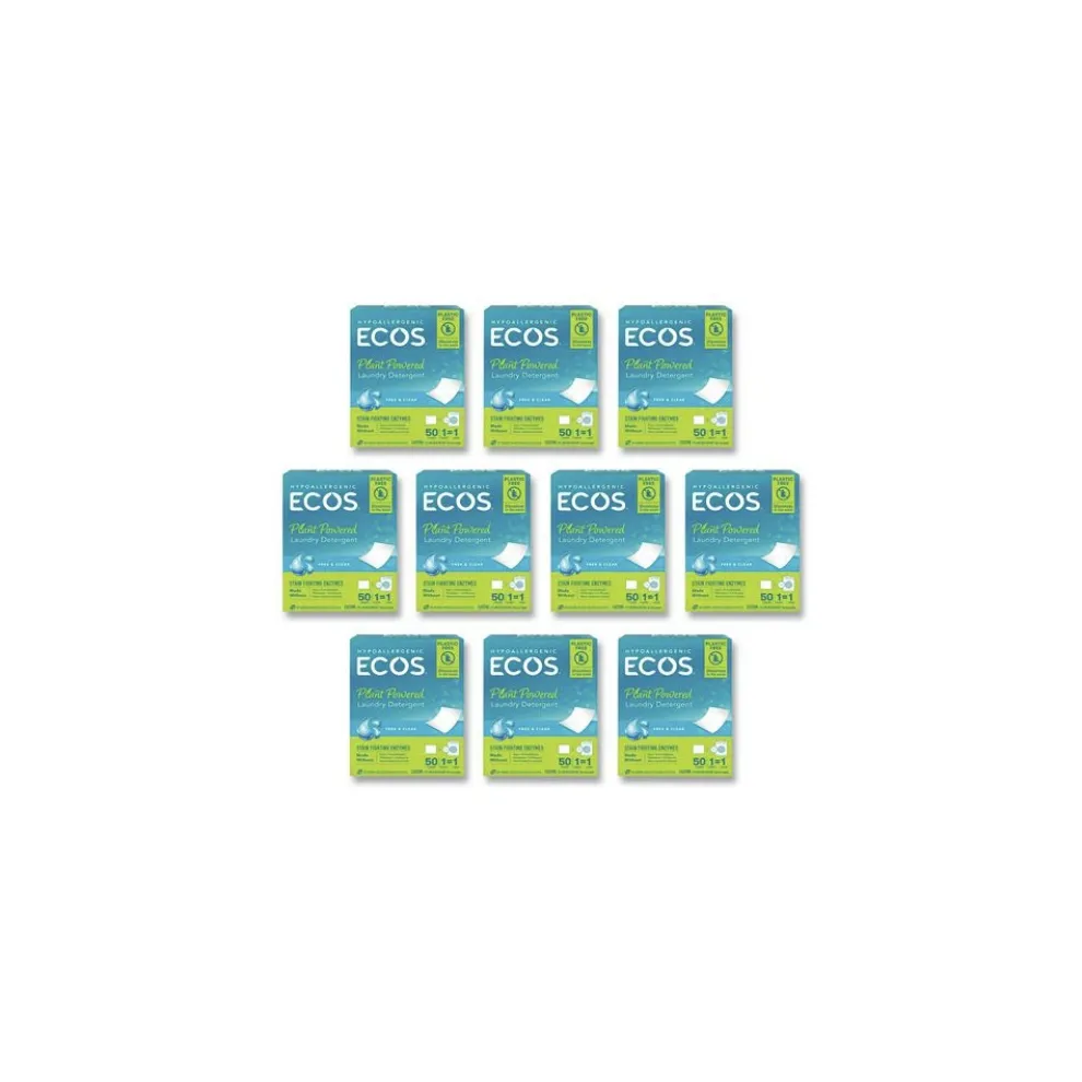 ECOS 953710CT Liquidless Laundry Detergent Sheets - Free and Clear (10/Carton)