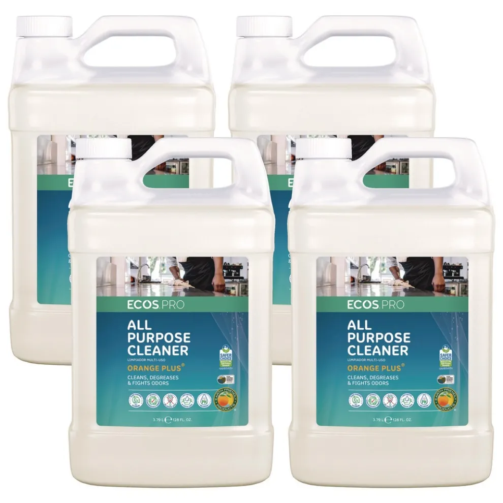 ECOS PRO 1 Gallon Orange Plus All-Purpose Cleaner and Degreaser Bottle - Citrus Scent (4/Carton)