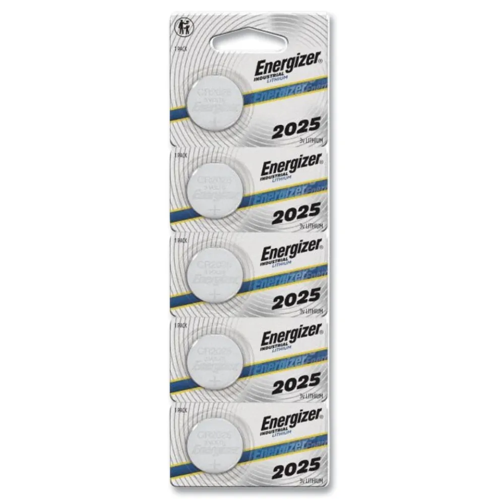 Energizer 3V Industrial Lithium CR2025 Coin Battery with Tear-Strip Packaging (100/Box)