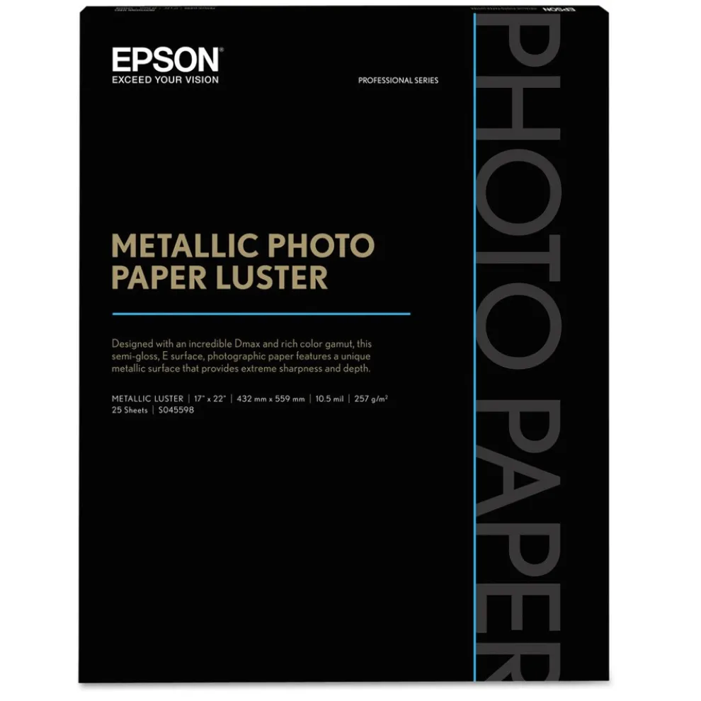 Epson 17 in. x 22 in. 10.5 mil Professional Media Metallic Gloss Photo Paper - White (50/Pack)