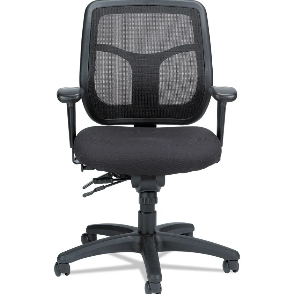 Eurotech 18.9 in. to 22.4 in. Seat Height Apollo Multi-Function Mesh Task Chair Supports Up to 250 lbs. - Silver Seat/Back, Black Base
