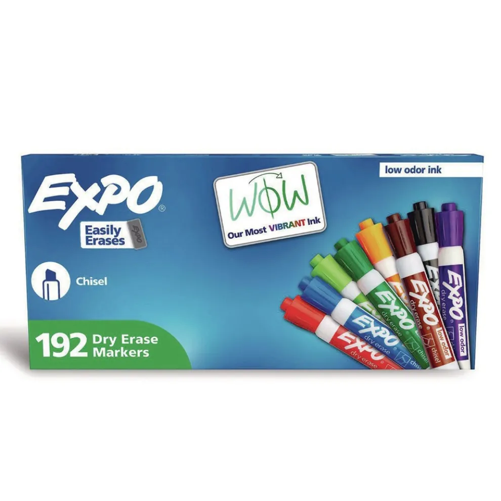 EXPO Low-Odor Chisel Tip Dry Erase Marker Office Value Pack - Assorted Colors (192/Pack)