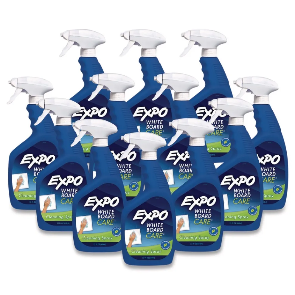 EXPO White Board CARE Dry Erase Surface Cleaner, 22 oz Spray Bottle, 12/Carton