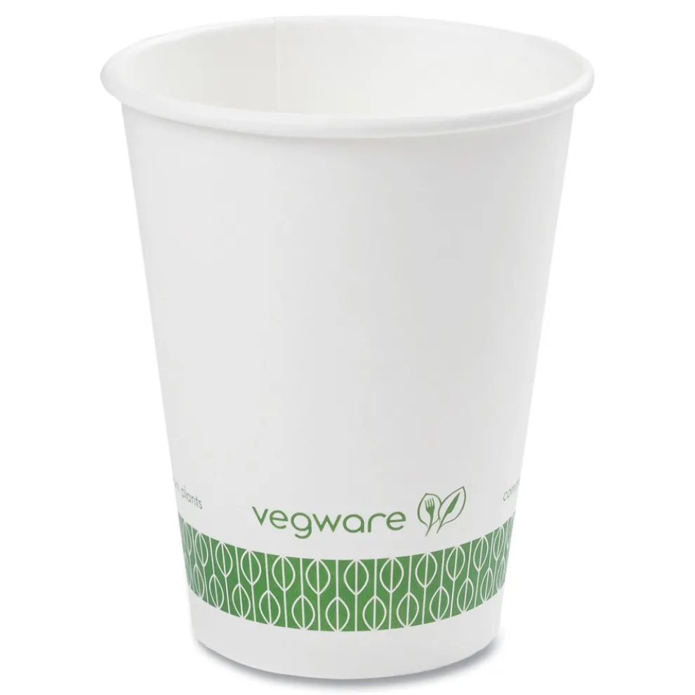 Vegware 12 oz. 89-Series Paper Hot Cup - White/Green (1000/Carton)