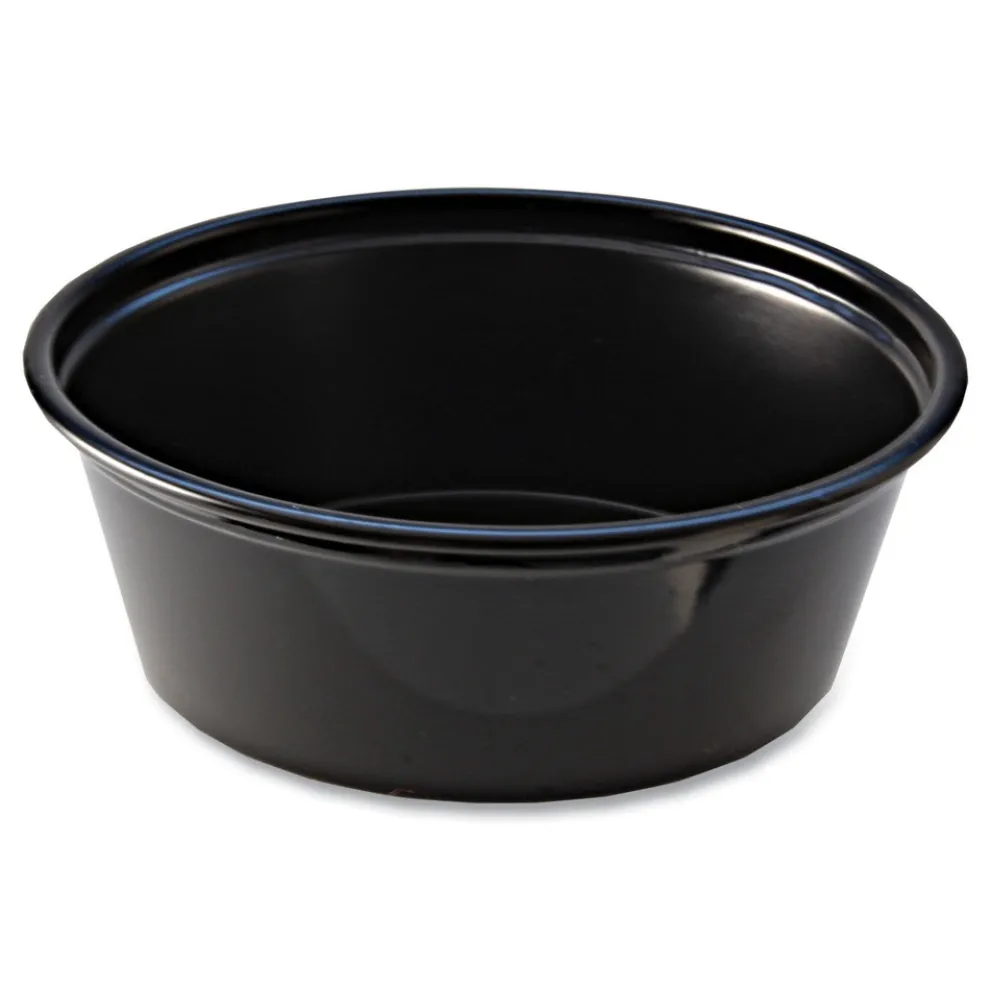 Fabri-Kal 1.5 oz Squat Plastic Portion Cups - Black (250/Sleeve, 10 Sleeves/Carton)