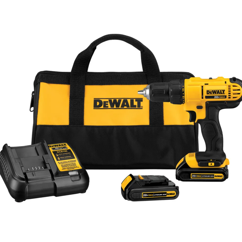 Factory Reconditioned Dewalt 20V MAX Lithium-Ion 1/2 in. Compact Cordless Drill Driver Kit (1.3 Ah)