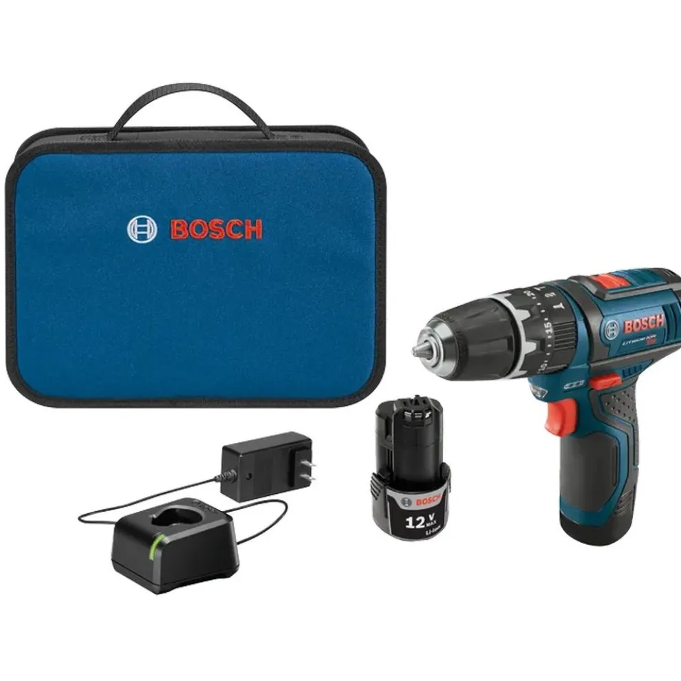 Factory Reconditioned Bosch 12V MAX Lithium-Ion Ultra Compact 3/8 in. Cordless Hammer Drill Kit (2 Ah)