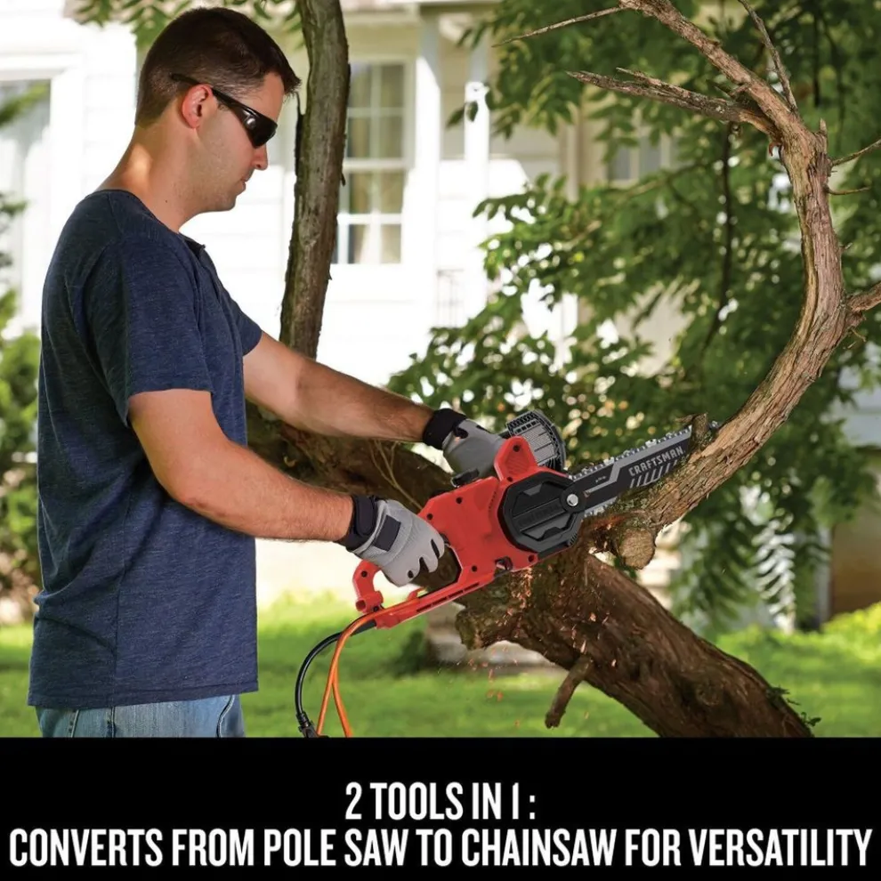 Factory Reconditioned Craftsman 8 Amp 10 in. Corded Pole Chainsaw With Extension Pole
