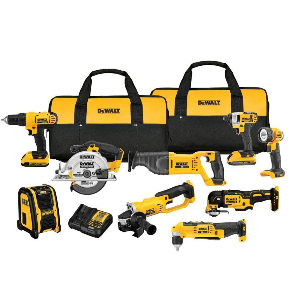 Factory Reconditioned Dewalt 20V MAX Brushed Lithium-Ion Cordless 9-Tool Combo Kit (2 Ah)