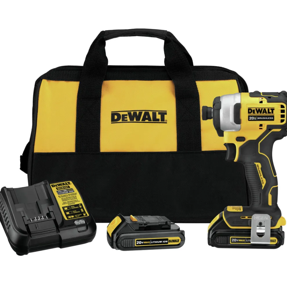 Factory Reconditioned Dewalt ATOMIC 20V MAX Brushless Lithium-Ion Compact 1/4 in. Cordless Impact Driver Kit (1.3 Ah)