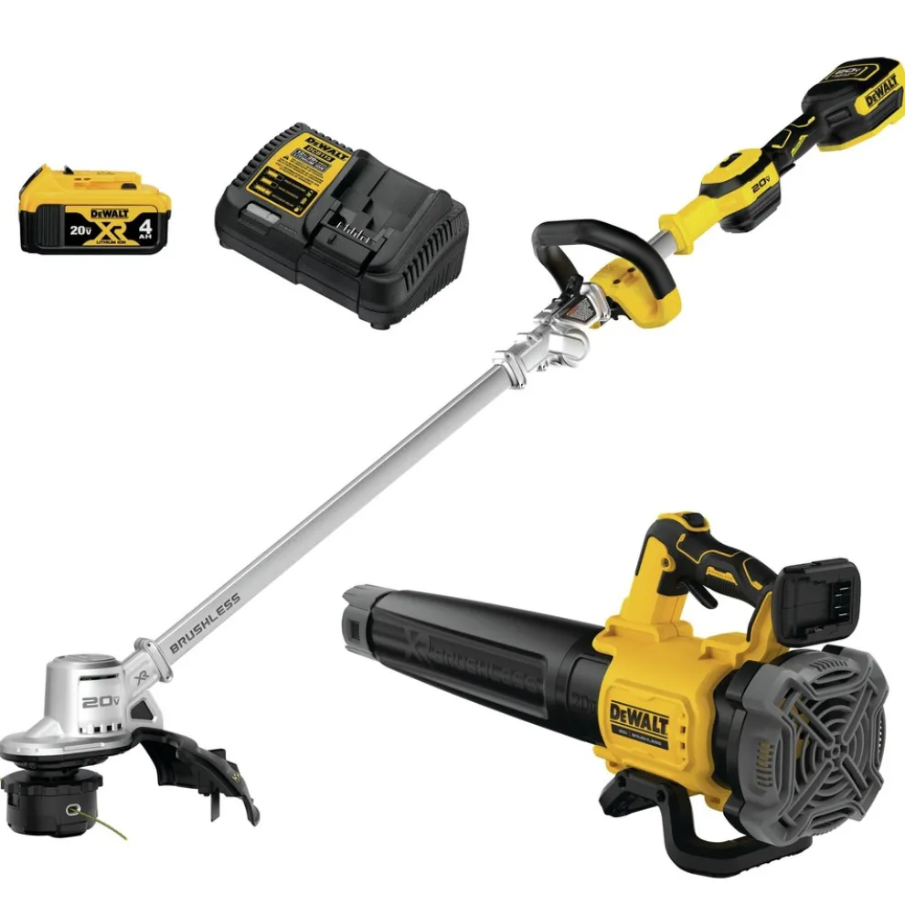 Factory Reconditioned Dewalt 20V MAX XR Brushless Lithium-Ion 14 in. Cordless Folding String Trimmer/Handheld Blower Combo Kit (4 Ah)