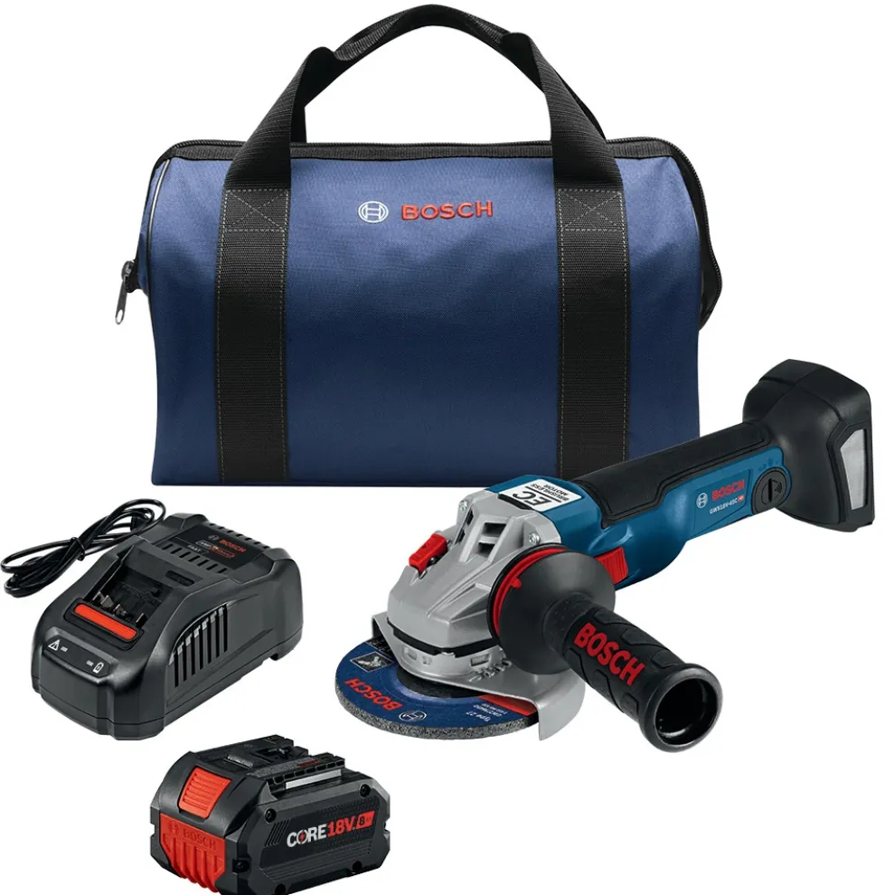 Factory Reconditioned Bosch 18V Brushless 4-1/2 in. - 5 in. Cordless Angle Grinder Kit with (1) CORE18V 8 Ah High Power Battery