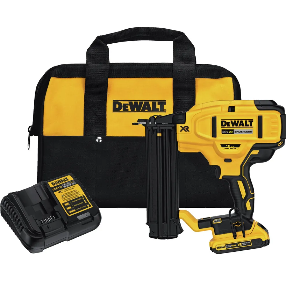 Factory Reconditioned Dewalt 20V MAX XR 18 Gauge Cordless Brad Nailer Kit (2 Ah)