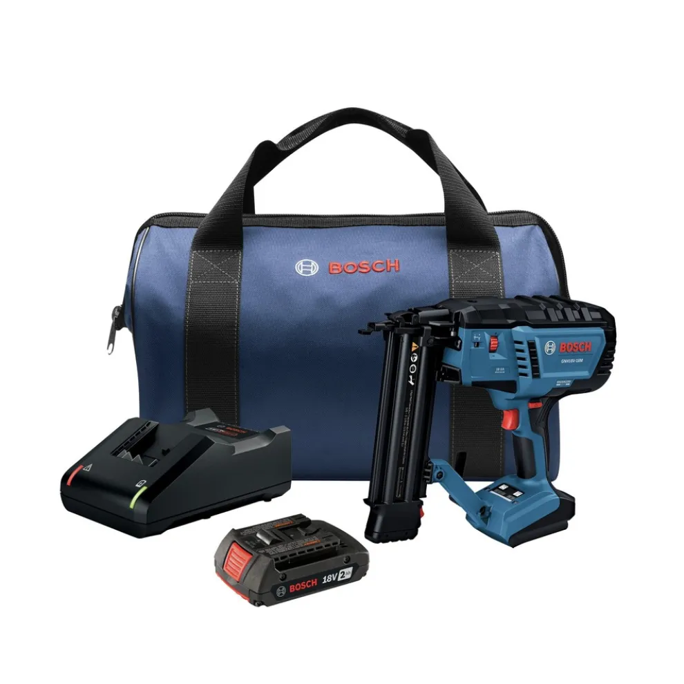Factory Reconditioned Bosch 18V Lithium-Ion Brushless Cordless 18-Gauge Brad Nailer Kit (2 Ah)