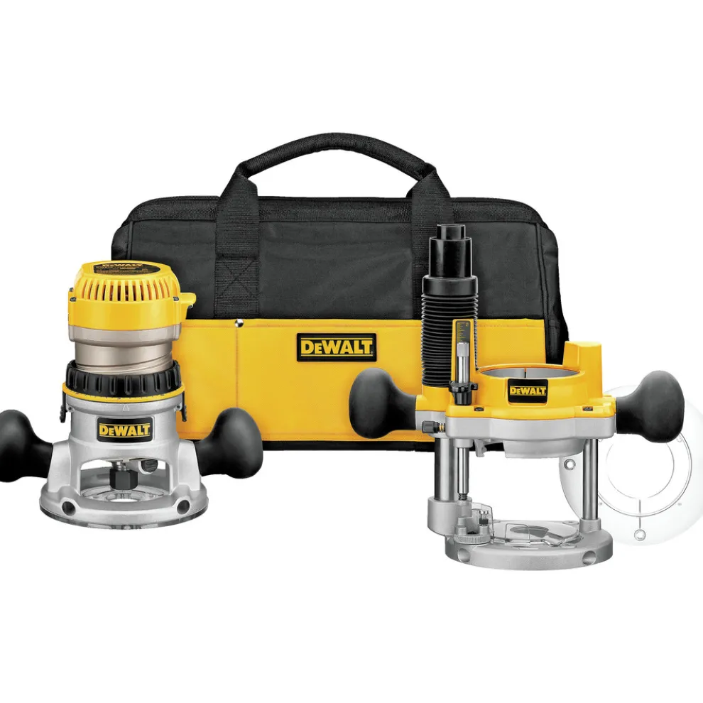 Factory Reconditioned Dewalt 2-1/4 HP EVS Fixed/Plunge Base Router Combo Kit with Soft Case