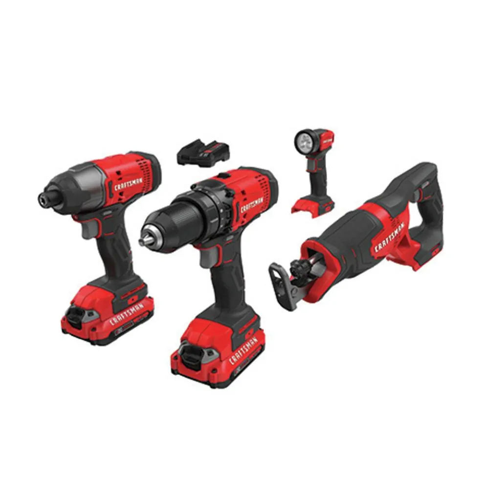 Factory Reconditioned Craftsman 20V Lithium-Ion Cordless 4-Tool Combo Kit (2 Ah)