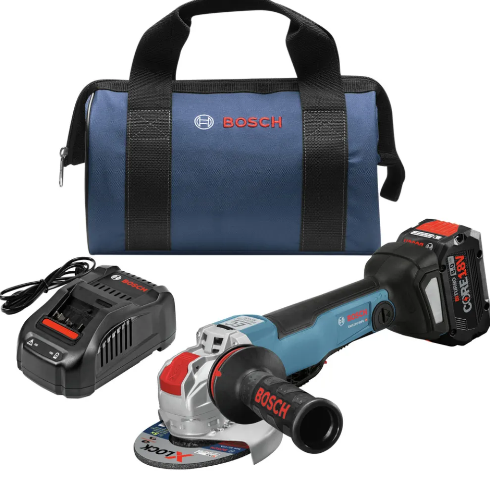 Factory Reconditioned Bosch 18V X-LOCK Brushless Lithium-Ion 4-1/2 - 5 in. Cordless Angle Grinder Kit (8 Ah)