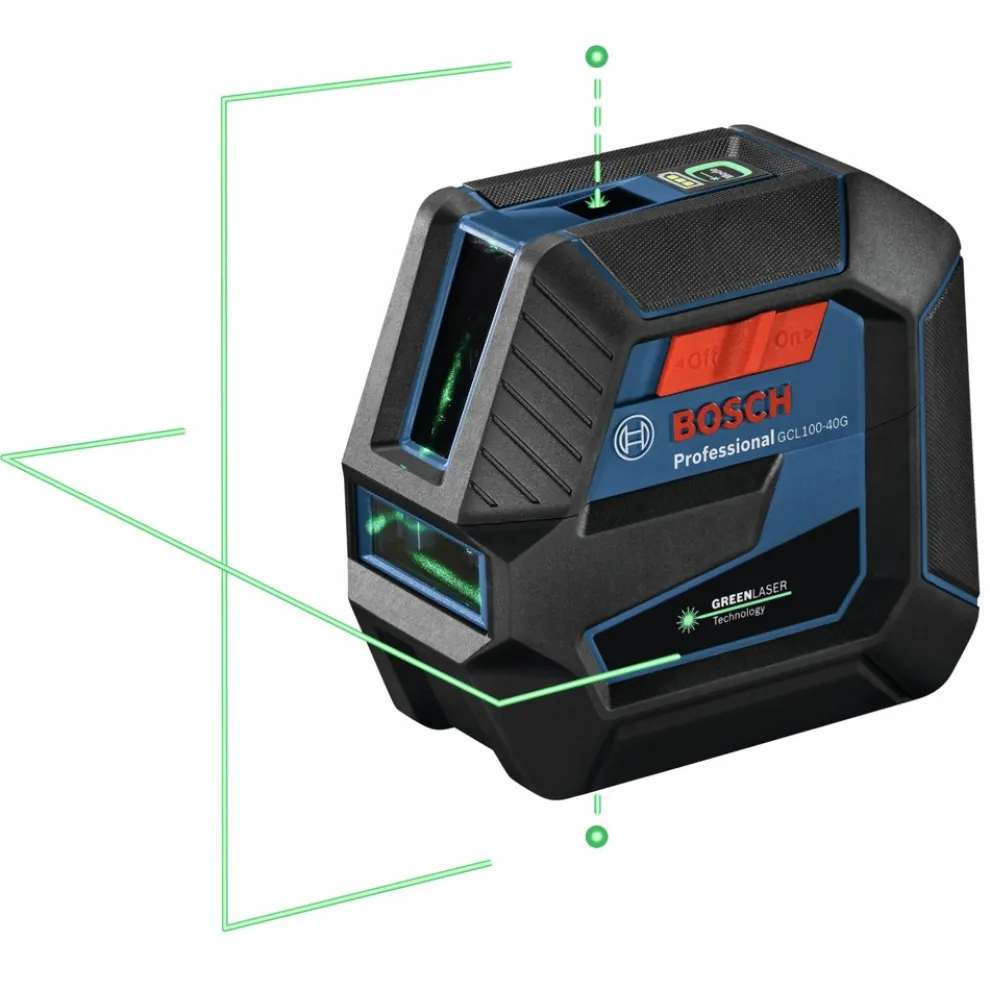 Factory Reconditioned Bosch Green-Beam Self-Leveling Cross-Line Laser with Plumb Points