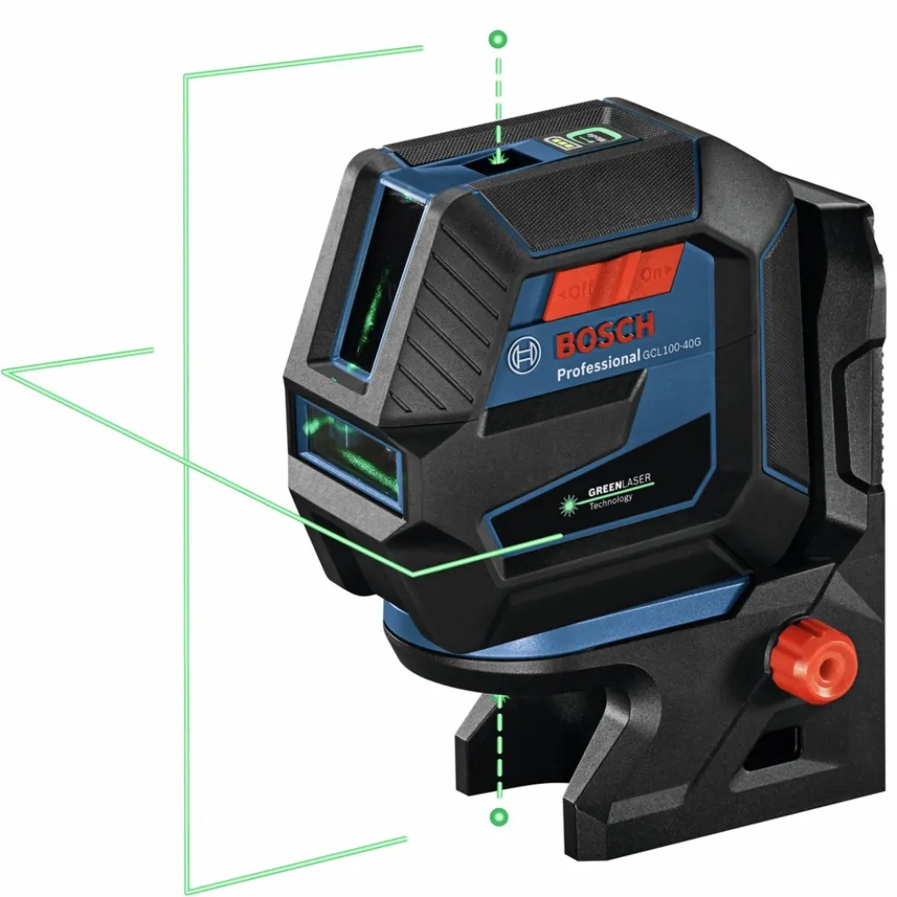 Factory Reconditioned Bosch Green-Beam Self-Leveling Cross-Line Laser with Plumb Points