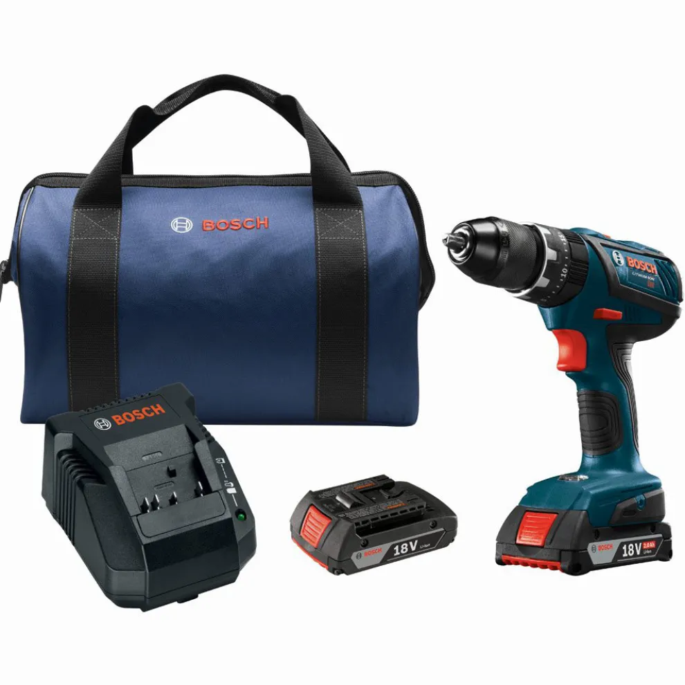 Factory Reconditioned Bosch 18V Lithium-Ion 1/2 in. Cordless Hammer Drill Driver Kit (2 Ah)
