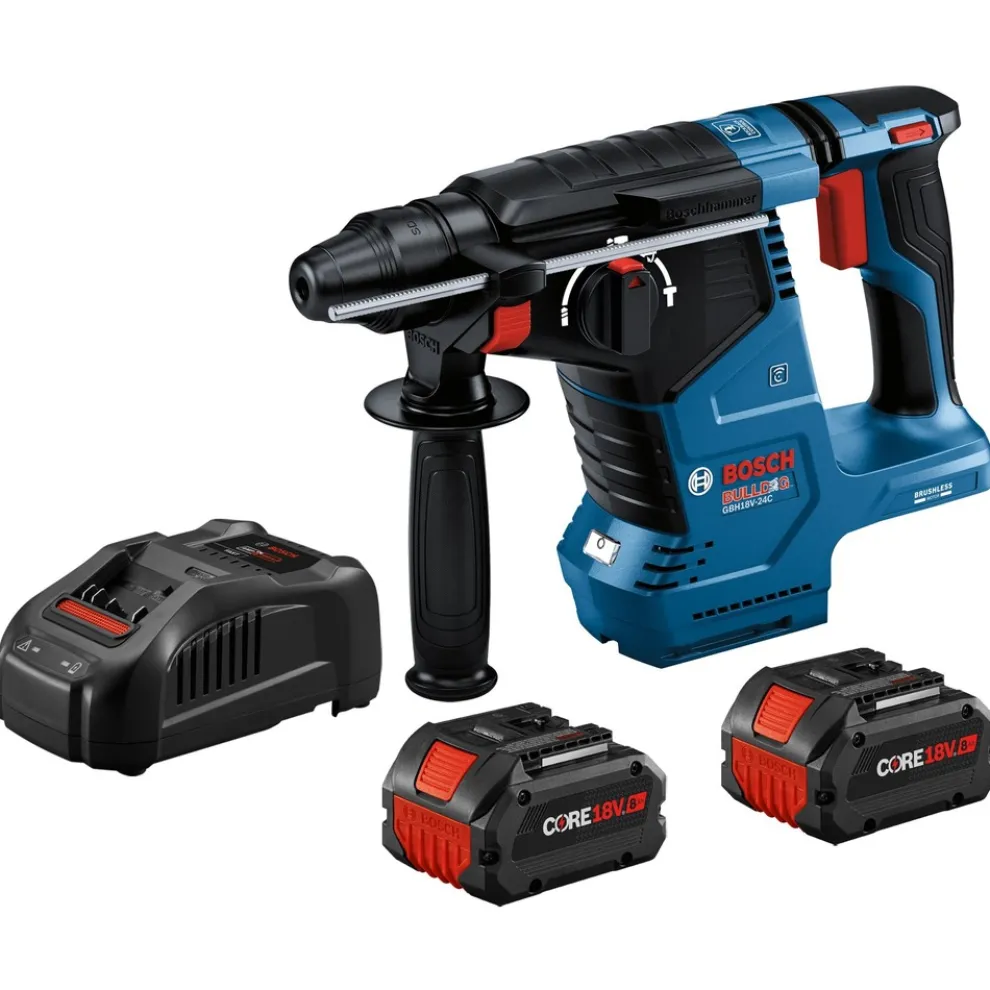 Factory Reconditioned Bosch 18V Lithium-Ion Brushless Connected 1 in. Cordless SDS-Plus Bulldog Rotary Hammer with 2 Batteries (8 Ah)
