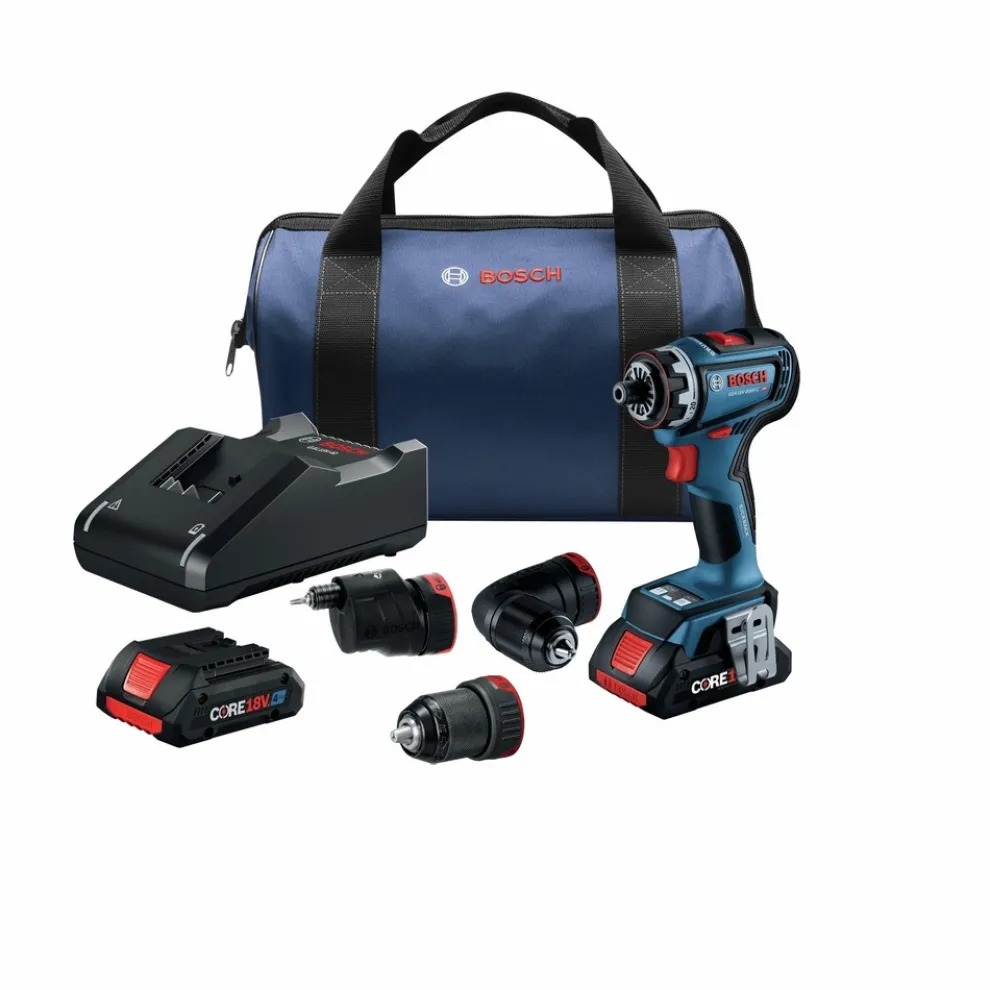 Factory Reconditioned Bosch 18V Brushless Lithium-Ion Cordless 5-In-1 Flexiclick System Drill Driver with 2 Batteries (4 Ah)