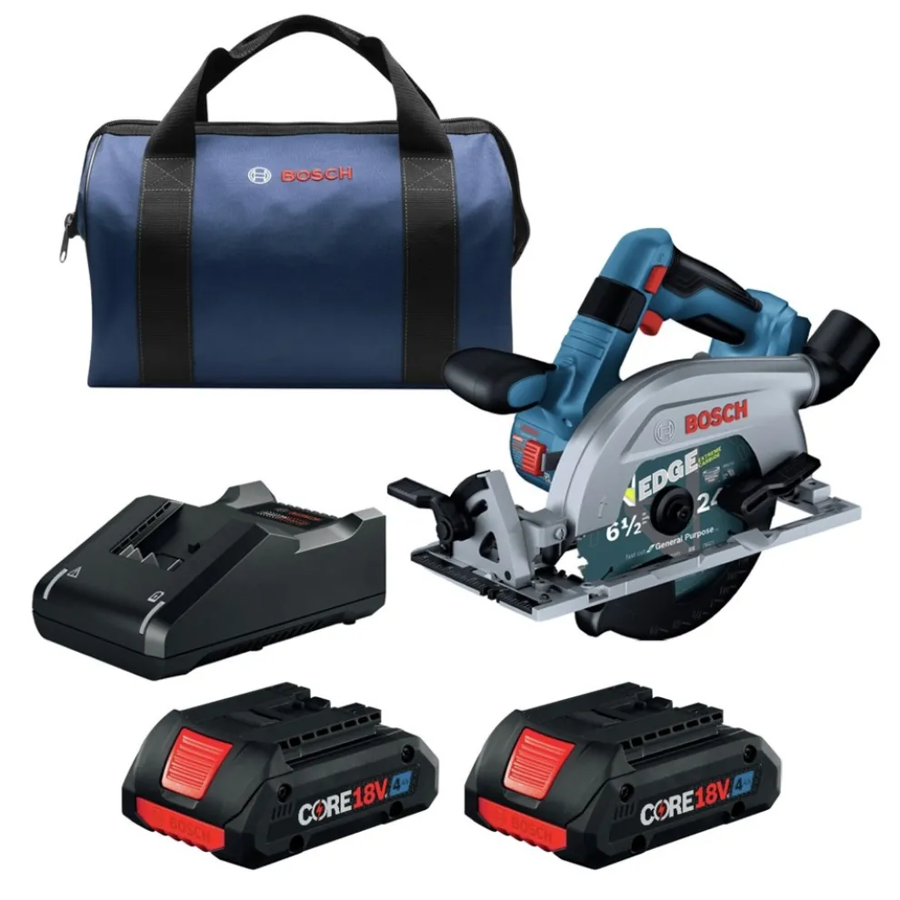 Factory Reconditioned Bosch 18V Brushless Blade-Left Lithium-Ion 6-1/2 in. Cordless Circular Saw Kit (4 Ah)