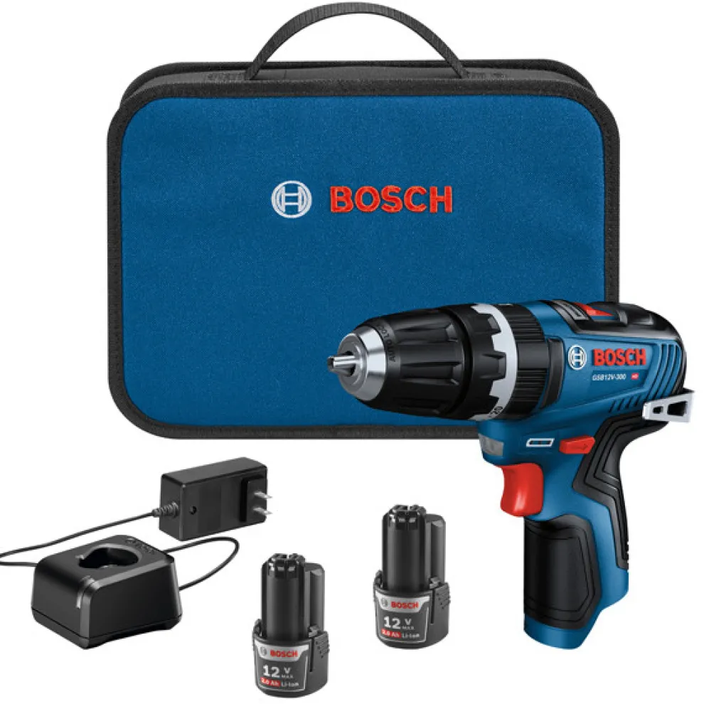 Factory Reconditioned Bosch 12V Max Brushless Lithium-Ion 3/8 in. Cordless Hammer Drill Driver Kit with 2 Batteries (2 Ah)