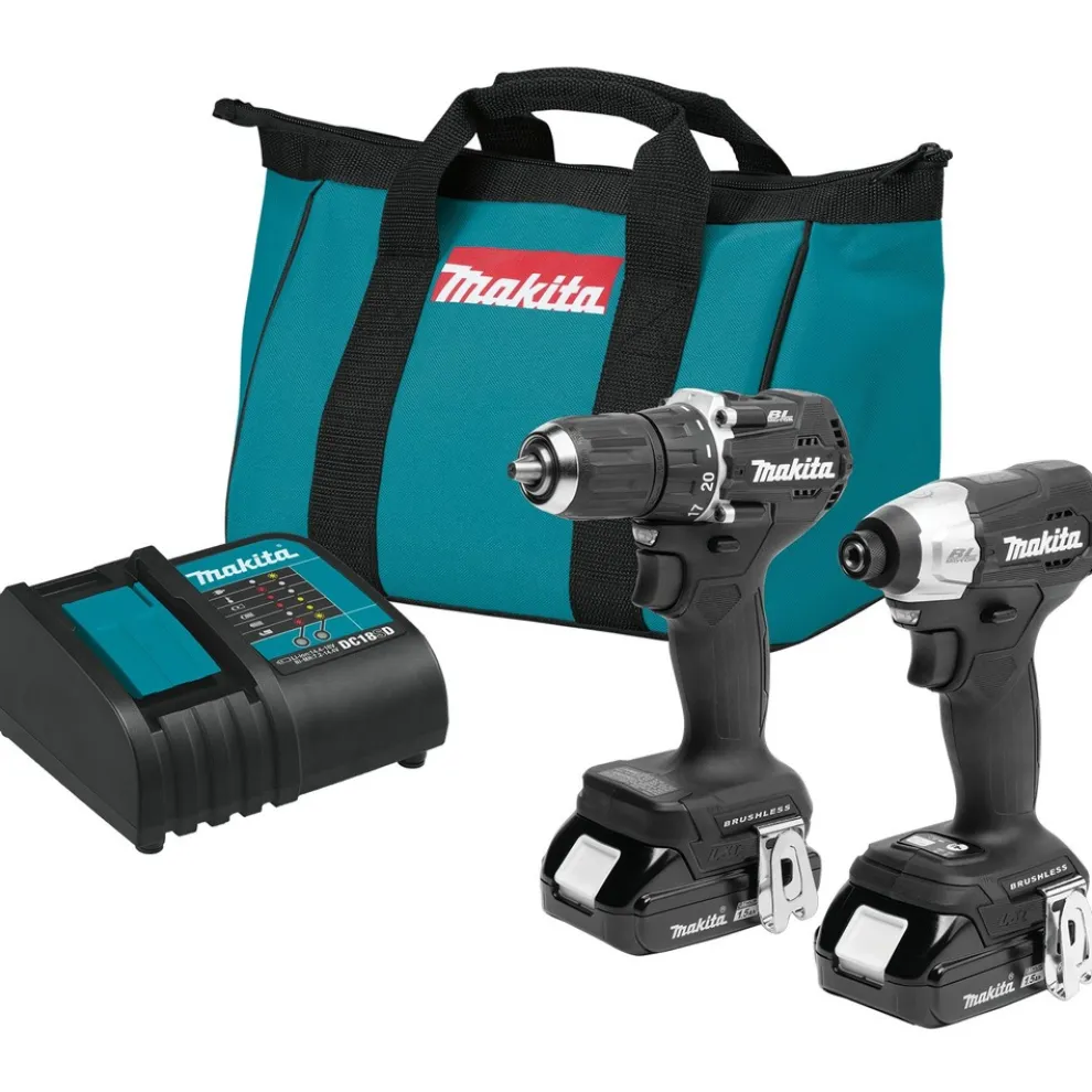 Factory Reconditioned Makita 18V LXT Brushless Lithium-Ion Cordless Sub-Compact Drill Driver and Impact Driver Combo Kit (1.5 Ah)